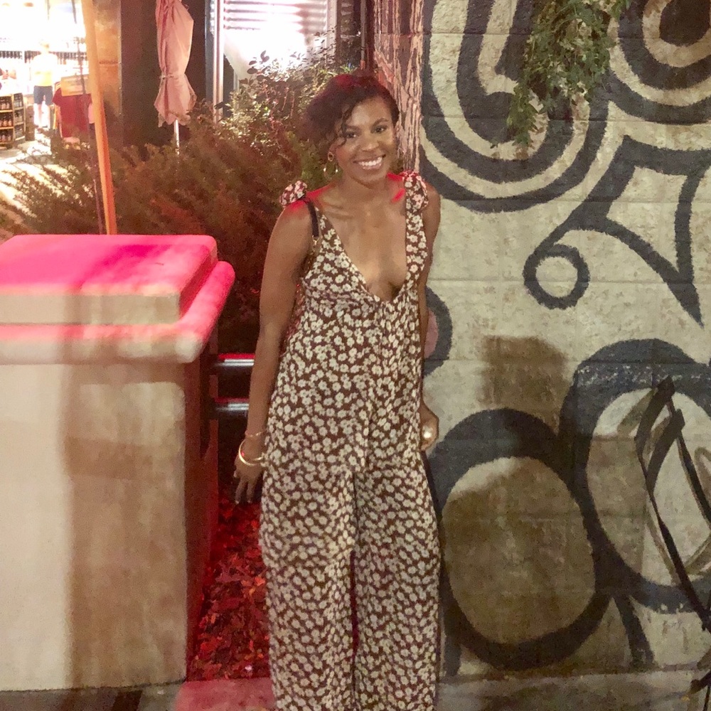 Brown floral flowy jumpsuit